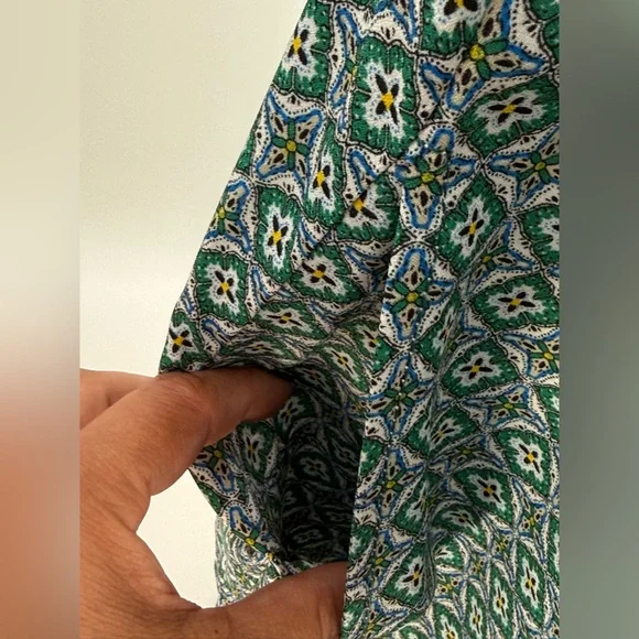 Max Studio Teal Geometric Print Flutter Sleeve Boho Wide Leg Jumpsuit Size XL - Picture 6 of 14